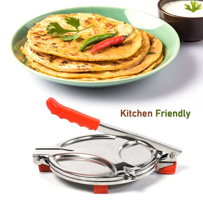 PURI PRESS MAKER - STAINLESS STEEL PURI MAKER PRESS MACHINE - ROTI CHAPATI PRESSER FOR HOME - PAPAD-KHAKHRA- PURI MAKER PRESS MACHINE WITH HANDLE, MANUAL PURI MAKER (MEDIUM) - Discount Karo