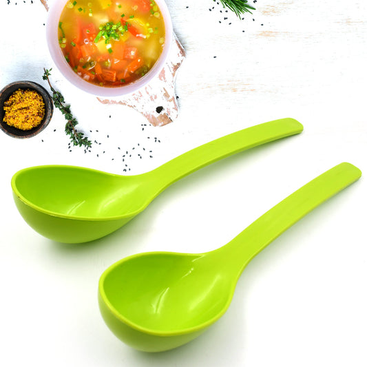 Plastic Spoon Kitchen Multipurpose Serving Ladle for Frying, Serving, Turner, Curry Ladle, Serving Rice, Spoon Used While Eating and Serving Food Stuffs Etc (2 Pcs Set / 10 Inch ) - Discount Karo