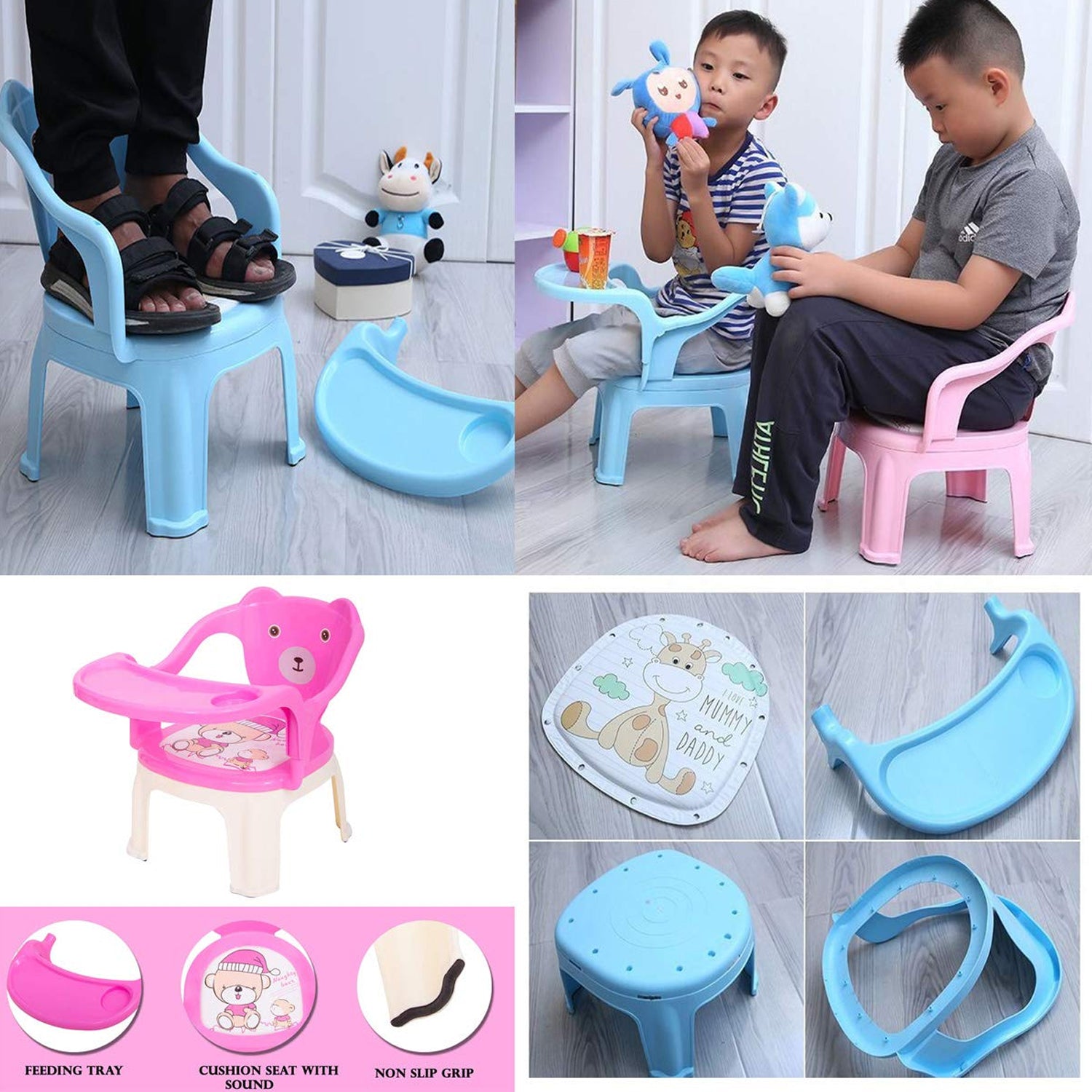 Baby Chair, with Tray Strong and Durable Plastic Chair for Kids/Plastic School Study Chair/Feeding Chair for Kids, Portable High Chair for Kids - Discount Karo