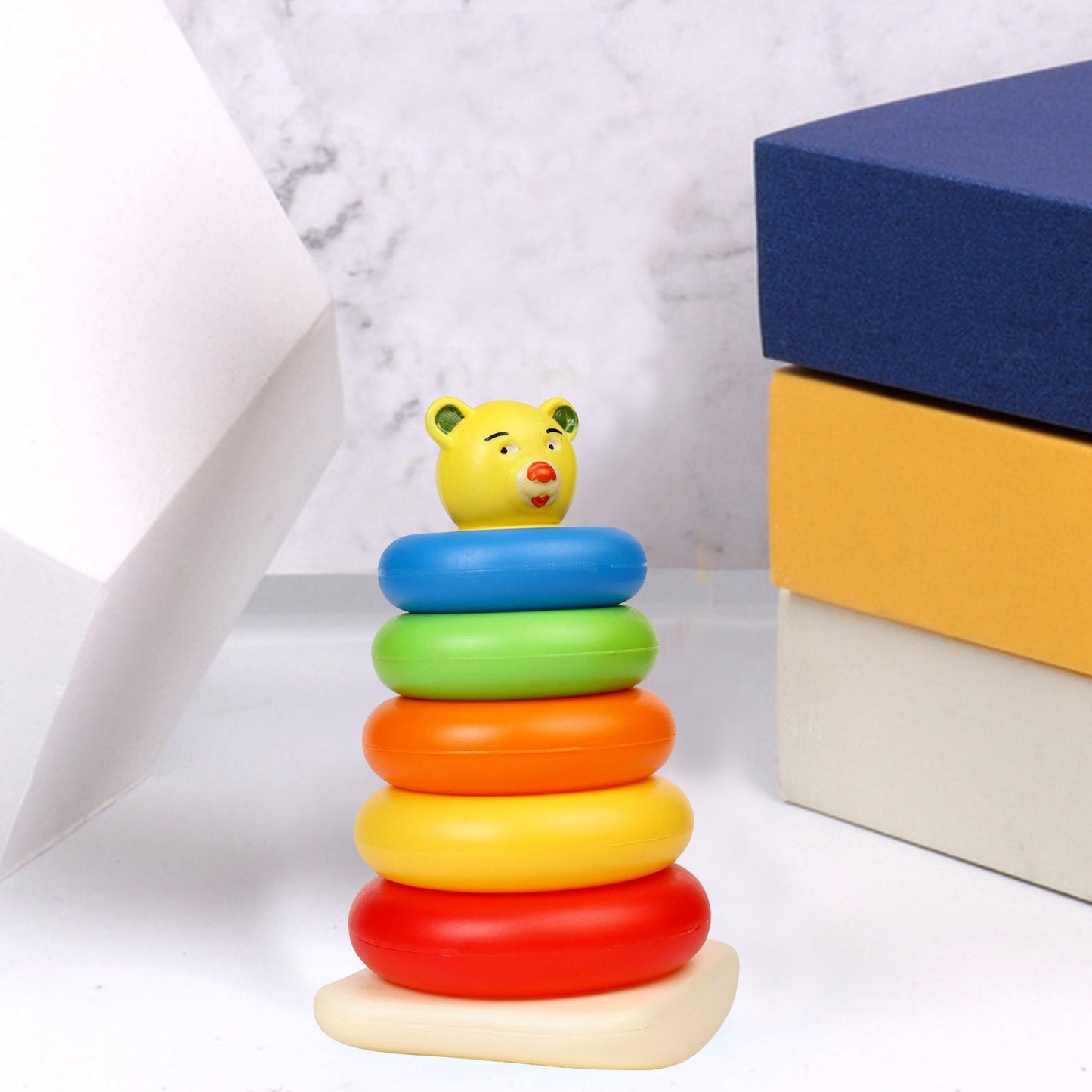 Plastic Baby Kids Teddy Stacking Ring Jumbo Stack Up Educational Toy 5pc - Discount Karo