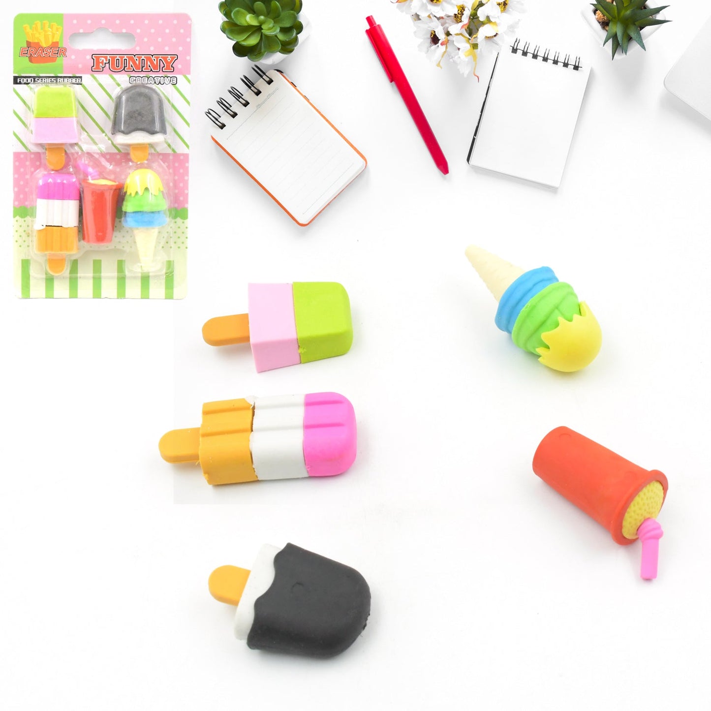 Mini Eraser Set for Kids (5 Pieces) - Fun Designs, Party Favors, School Prizes - Discount Karo