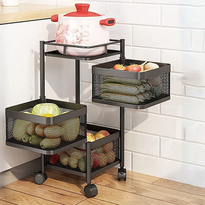 Metal High Quality Kitchen Trolley Kitchen Organizer Items and Kitchen Accessories Items for Kitchen Rack Square Design for Fruits & Vegetable Onion Storage Kitchen Trolley with Wheels (3 Layer) - Discount Karo