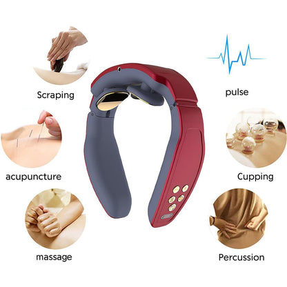 Electric Neck Massager for Pain Relief, Intelligent Neck Massager with Heat, 4 Modes 15 Level Cordless Deep Tissue Point Massager, Portable Neck (1 pc )