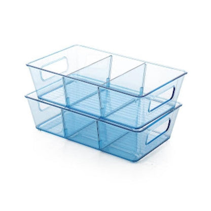 Plastic Refrigerator Organizer Bins, Set Of 2 Stackable Fridge Organizers with Handle, Clear Organizing Food Fruit Vegetables Pantry Storage Bins for Freezer kitchen Cabinet Organization and Storage (2 Pcs Set Mix Color) - Discount Karo