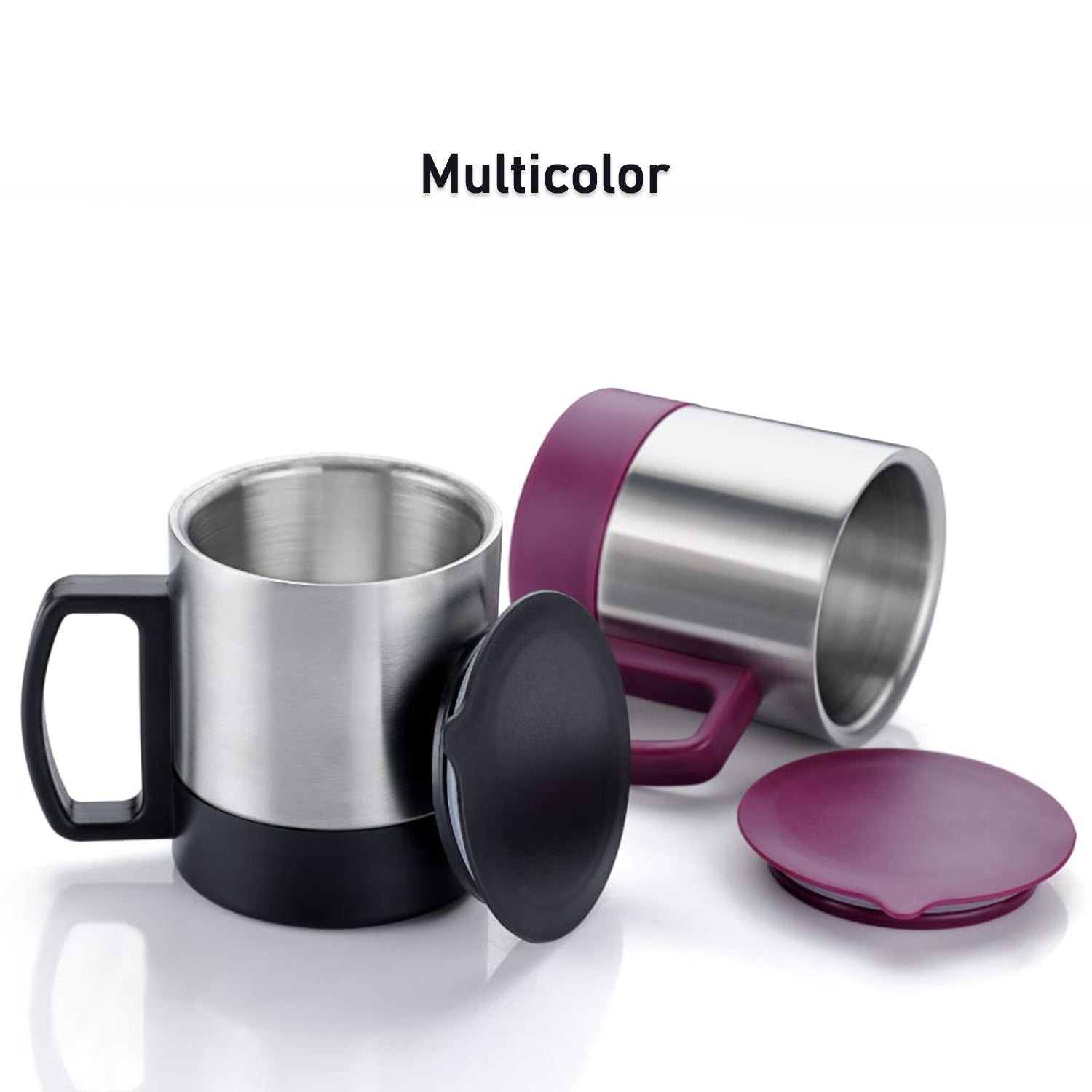 Stainless Steel Coffee/Tea Cup, Stainless Steel Lid Cover Hot Coffee/Tea Mug Hot Insulated Double Wall Stainless Steel, Coffee and Milk Cup with Lid & Handle Easy To Carry - Coffee Cup (1 Pc) - Discount Karo