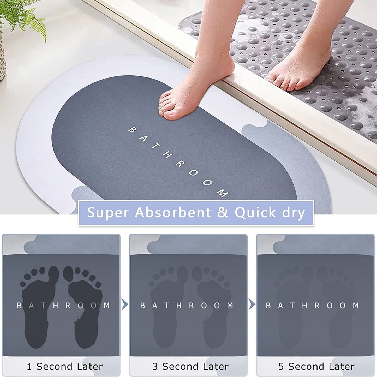 SUPER ABSORBENT FLOOR MAT, BATH MAT, SOFT CARPET, SLIP-RESISTANT BATHING ROOM RUG FLOOR DOOR MAT, INSTANT DRYING MAT, BATHROOM RUG, ABSORBENT BATH MAT