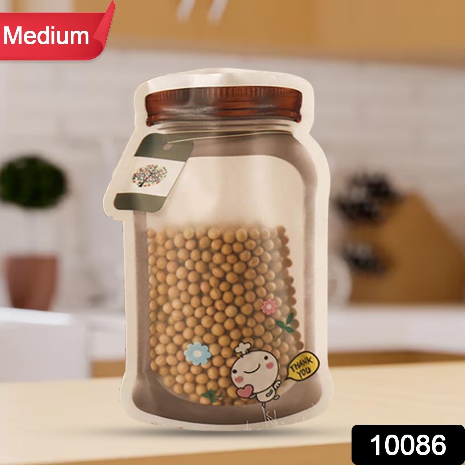 Plastic Transparent Medium Jar Shaped Pouch With Zipper (1 Pc) - Discount Karo