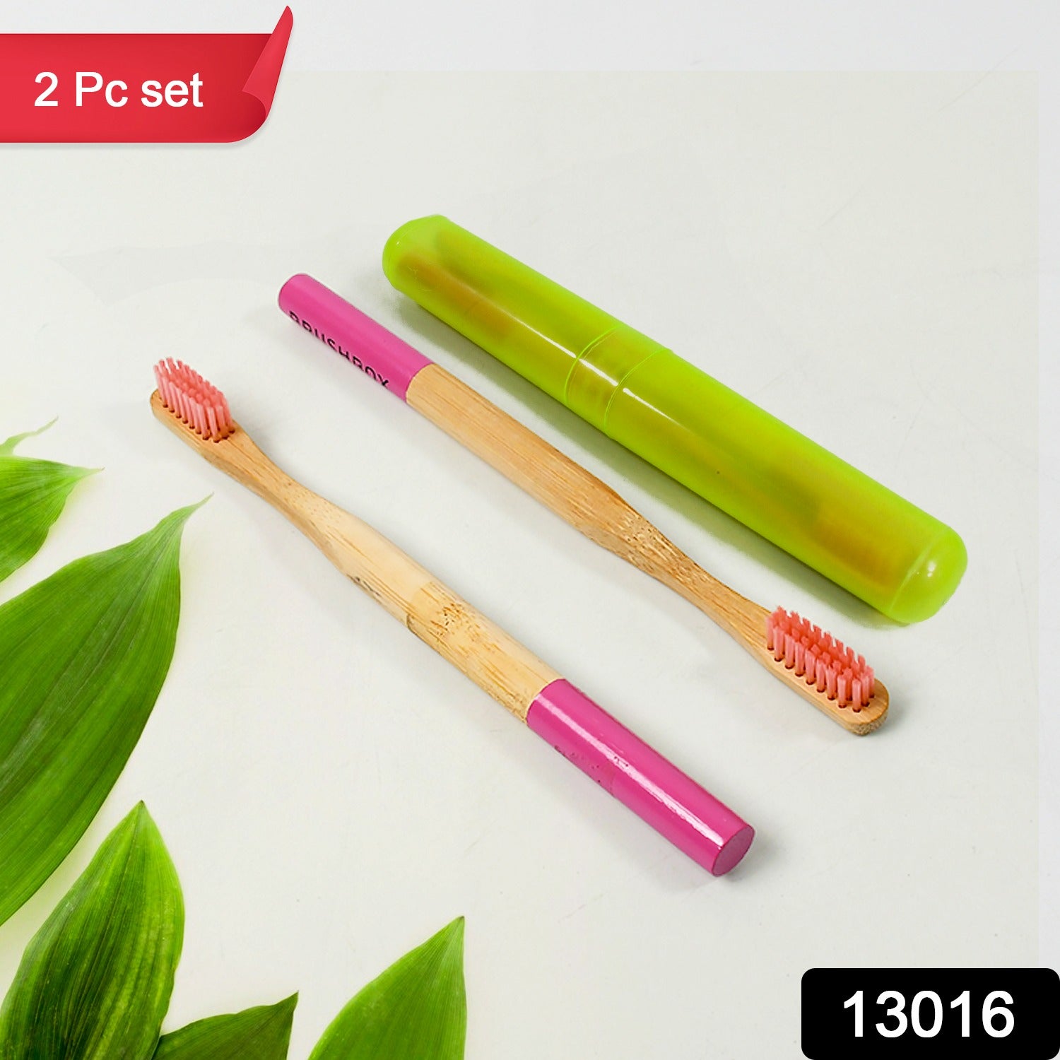 Bamboo Wooden Toothbrush Soft Bristles Toothbrush Wooden Child Bamboo Toothbrush Biodegradable Manual Toothbrush for Adult, Kids (2 Pc With Cover) - Discount Karo