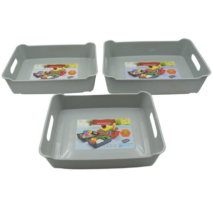 Multipurpose Organising & Storage Plastic Tray,  Fruit & Vegetable/ Multi Purpose Tray, Organizer for Kitchen, Countertop, Cabinet, Bathroom Plastic Storage Basket For Store Fruits, Vegetables, Magazines, Cosmetics, Stationary Set of 3 - Discount Karo