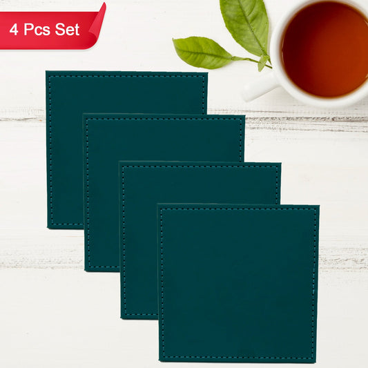 Square Tea Coaster - Dining Table Decor Accessories - Coaster for Dining Table for Hot Pots Coasters for Cups Durable and Long-Lasting, Leather Coffee Table for Home or Office Use (4 pc) - Discount Karo