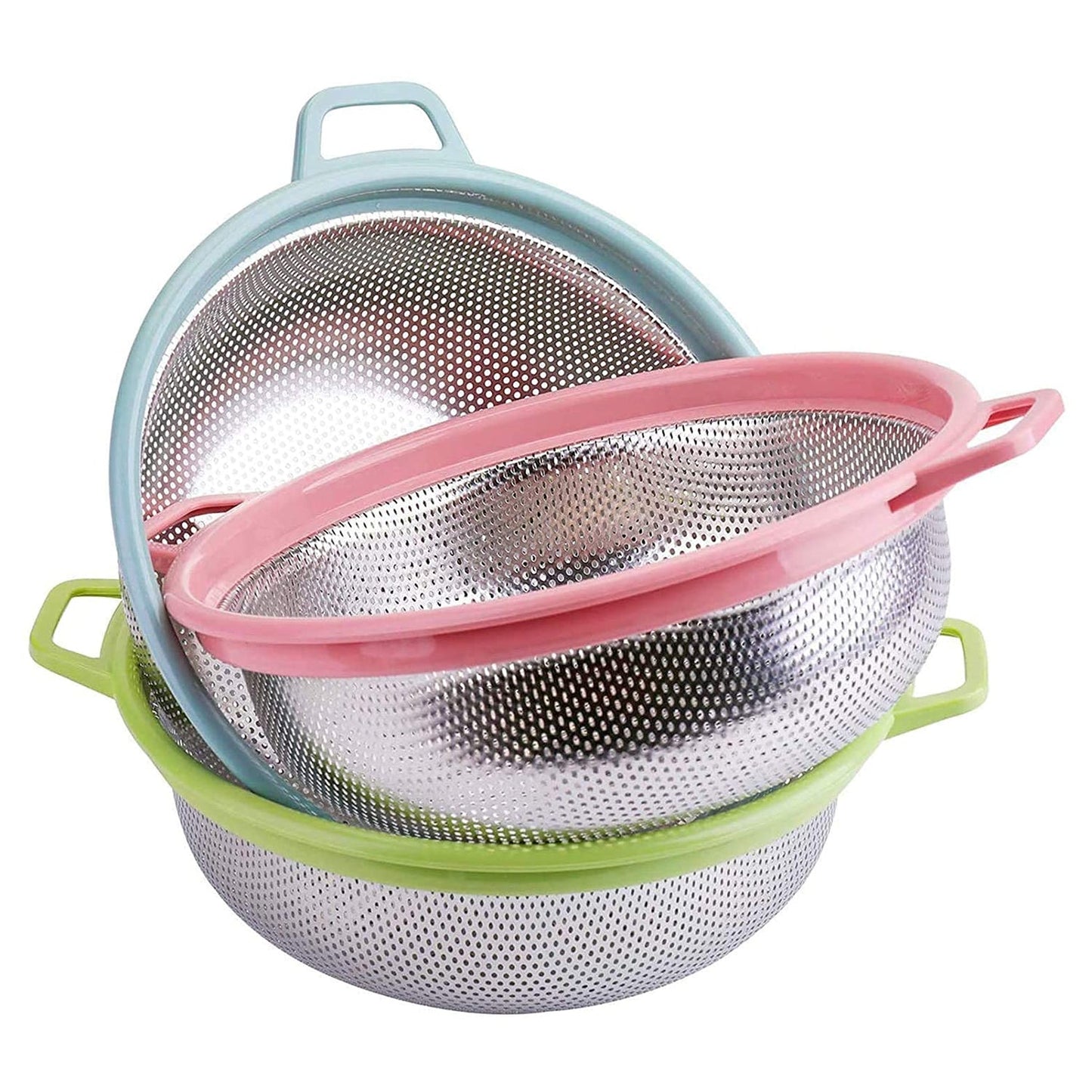 Stainless Steel Colander with Handle - Large Metal Mesh Basket Strainer (1 pc) - Discount Karo