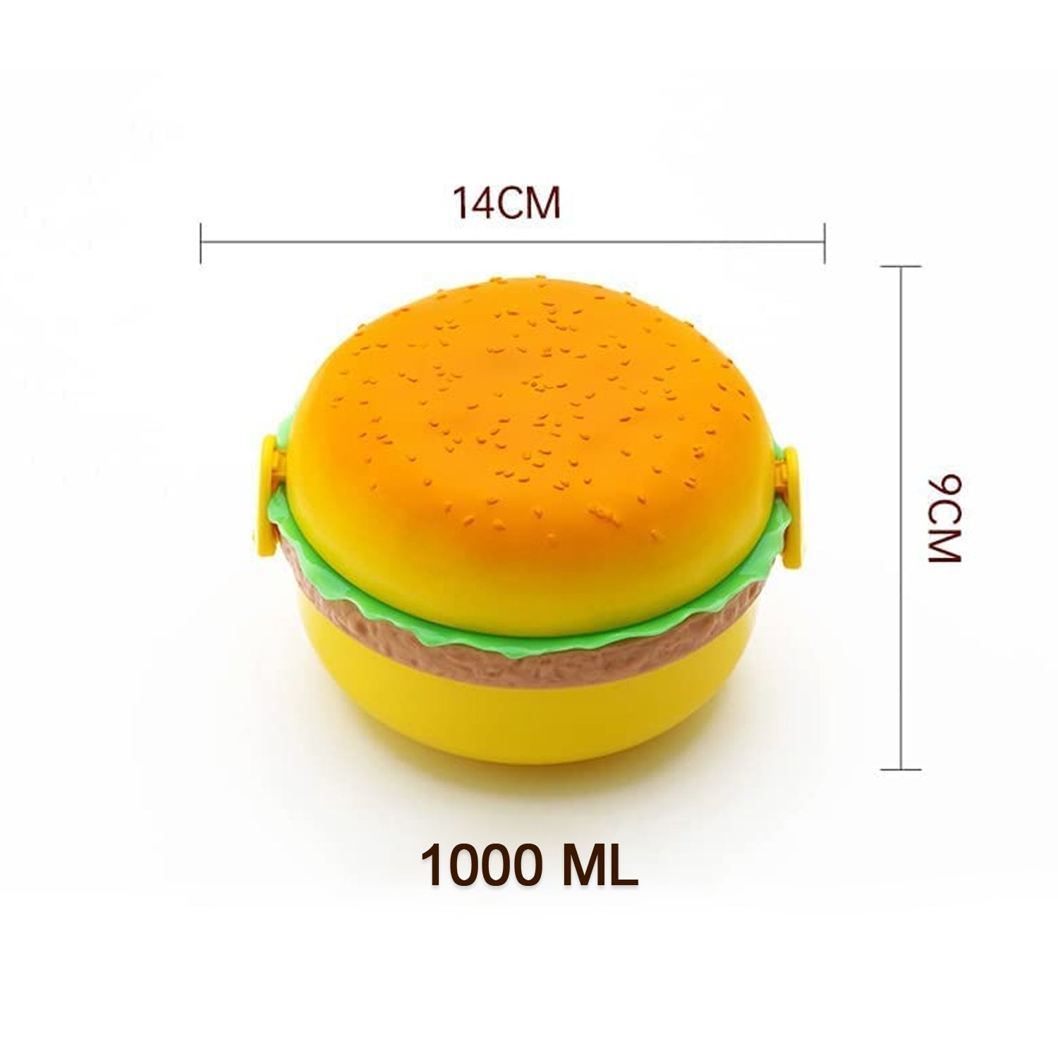 Burger Shape Lunch Box Plastic Lunch Box Food Container Sets Double Layer Lunchbox 1000ml With 2 Spoon Applicable to Kids and Elementary School Students - Discount Karo