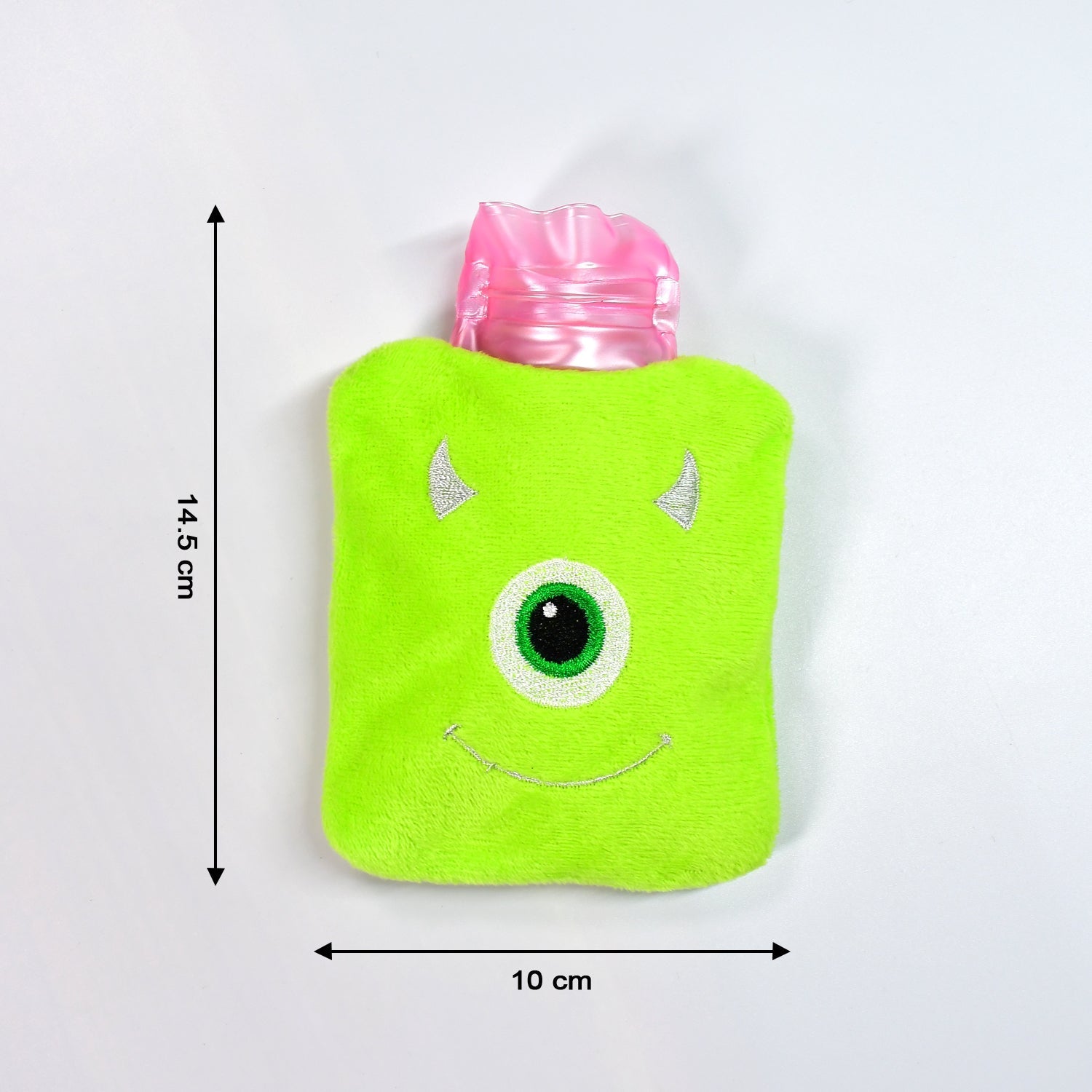 Green One-Eyed Monster Print Small Hot Water Bag with Cover for Pain Relief - Discount Karo