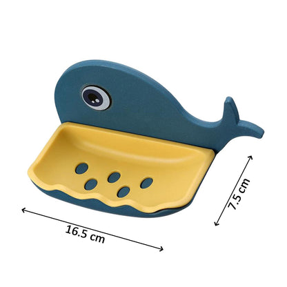 4047A Fish Shape Double Layer Adhesive Waterproof Wall Mounted Soap Bar Holder Stand Rack for Bathroom Shower Wall Kitchen 