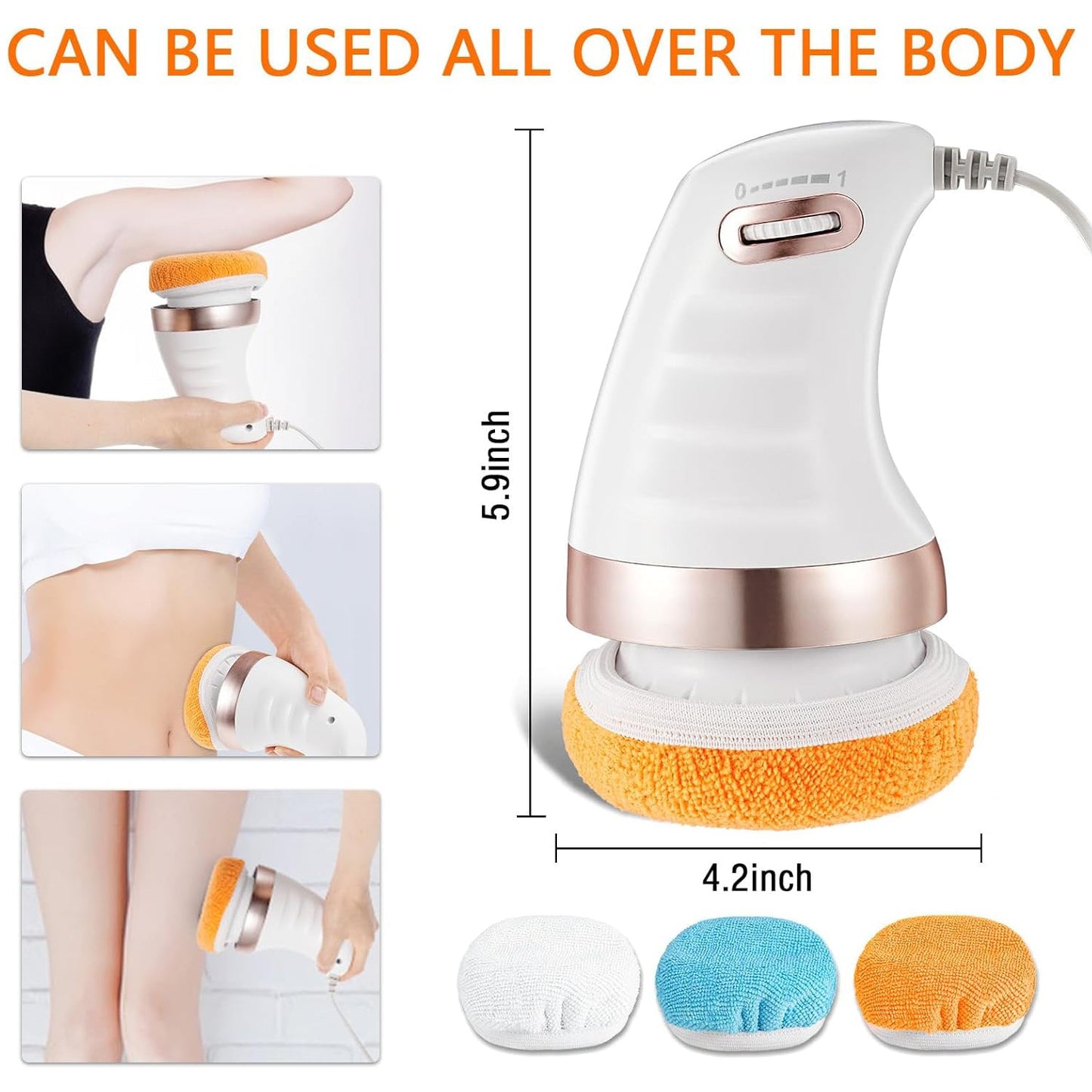 Body Massager Shaping Machine | Body Sculpting Massager with 3 Washable Pads |Adjustable Speeds | Electric Handheld Massager for Belly, Waist, Legs, Arms, Butt (1 Pc) - Discount Karo