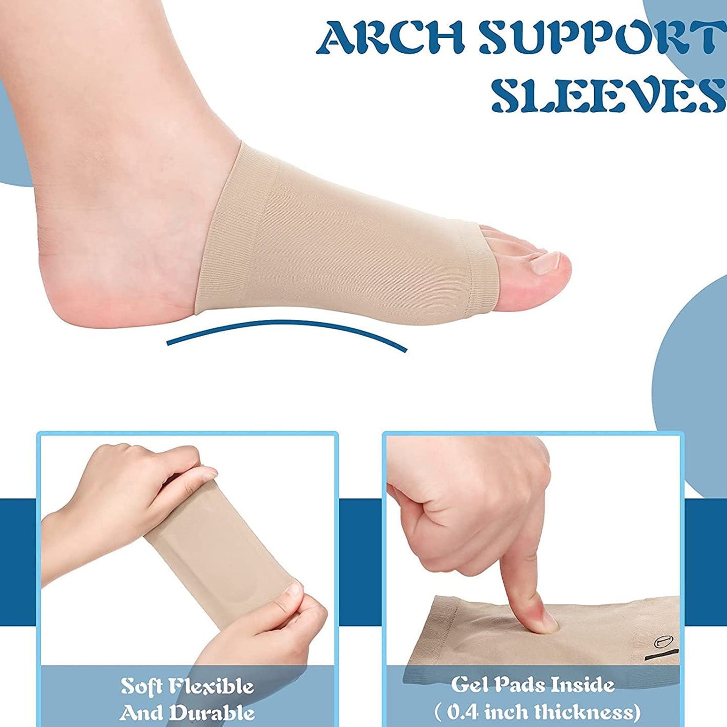 Foot Arch Support for Men & Women | Medial Arch Support for Flat Feet Correction Sleeve with Cushion | Plantar Fasciitis Leg Foot Pain Relief Product | Foot Care for Orthopedic Shoes Slippers, (1 Pair) - Discount Karo