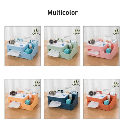 Tissue Paper Storage Holder, Stationery Storage Remote Control, Decorative Pen, Pencil, Napkin, Mobile Phone Multi-Function Desk Storage Organizer for Home and Office (6 Compartment) - Discount Karo