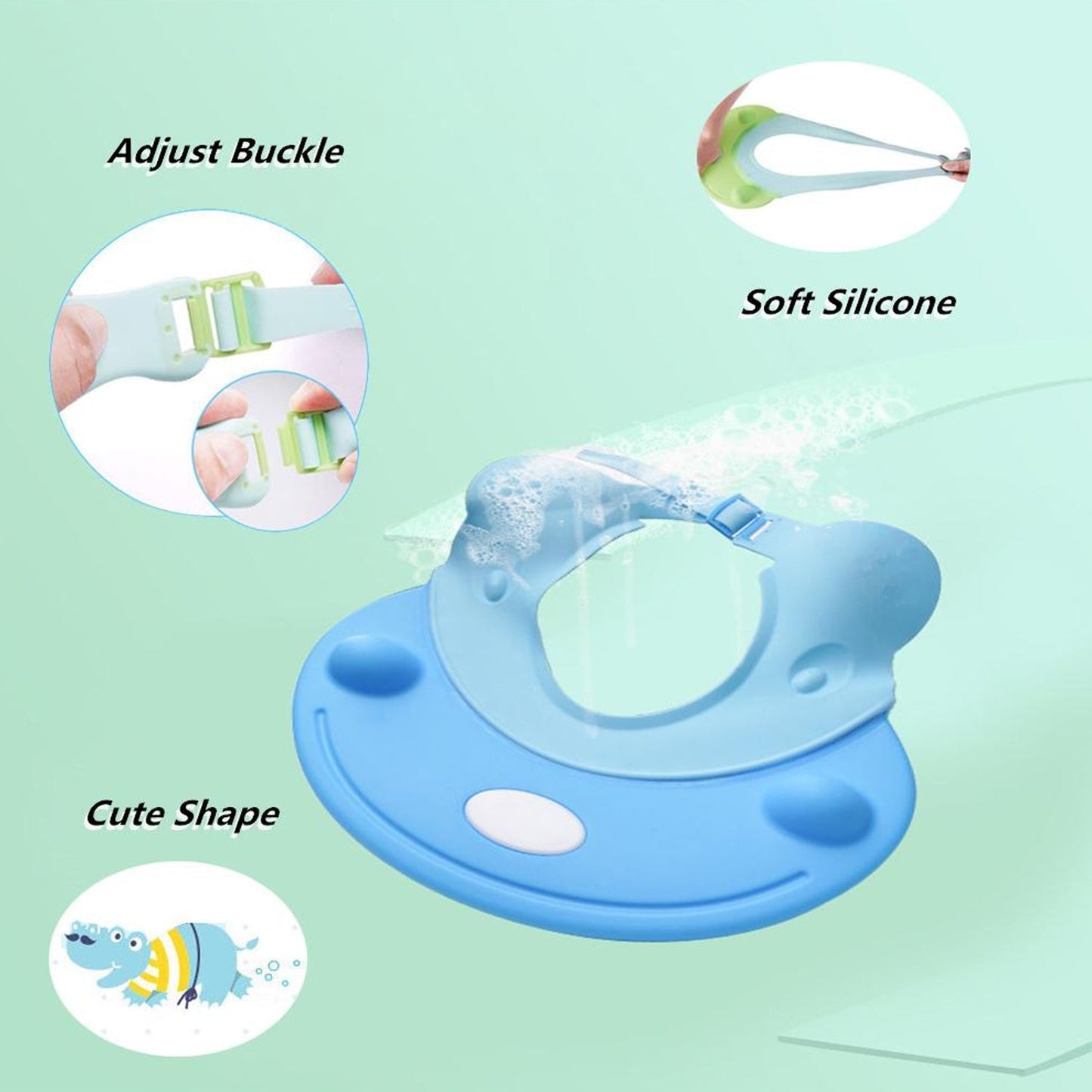 Silicone Baby Shower Cap Bathing Baby Wash Hair Eye Ear Protector Hat for New Born Infants babies Baby Bath Cap Shower Protection For Eyes And Ear. - Discount Karo