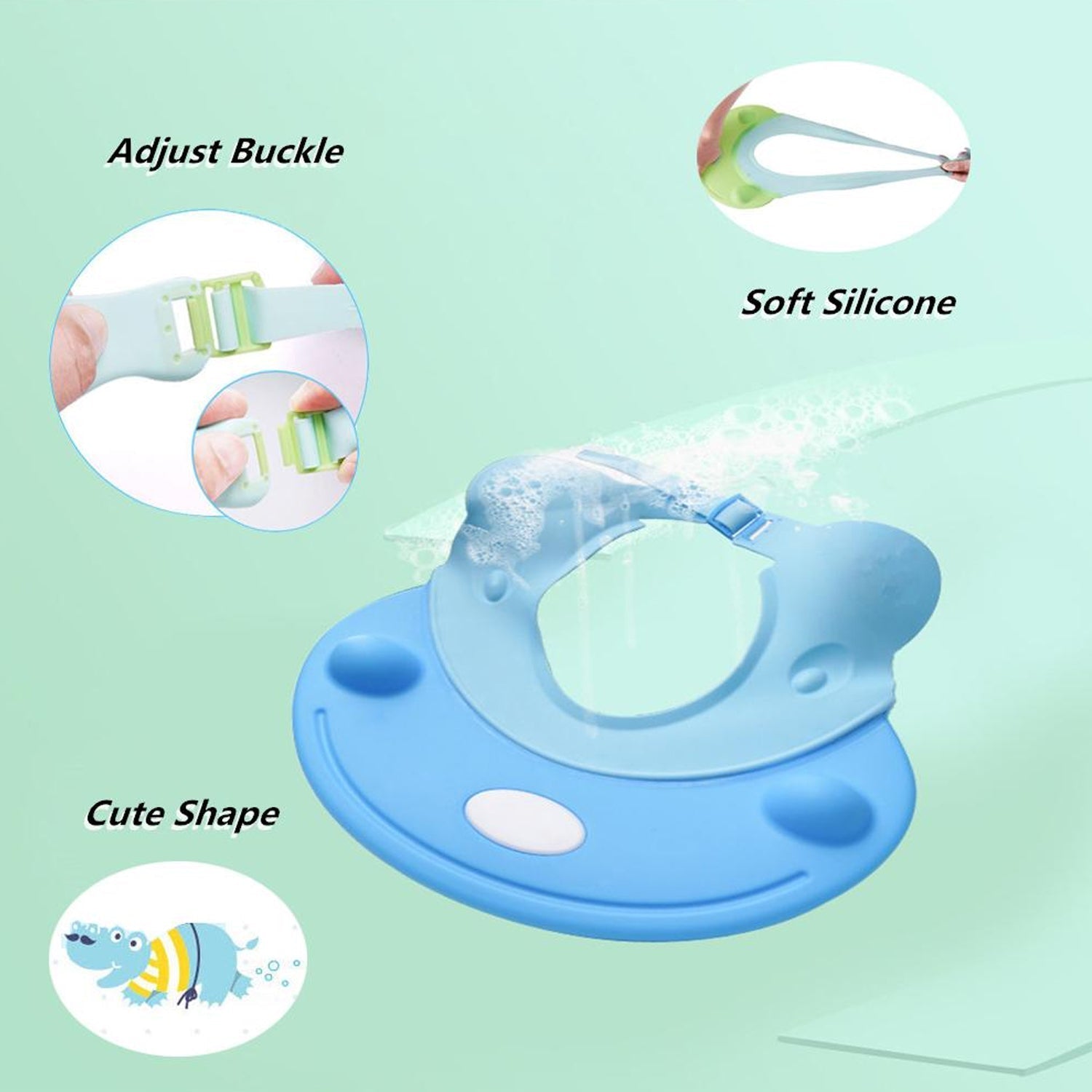 Silicone Baby Shower Cap Bathing Baby Wash Hair Eye Ear Protector Hat for New Born Infants babies Baby Bath Cap Shower Protection For Eyes And Ear. - Discount Karo