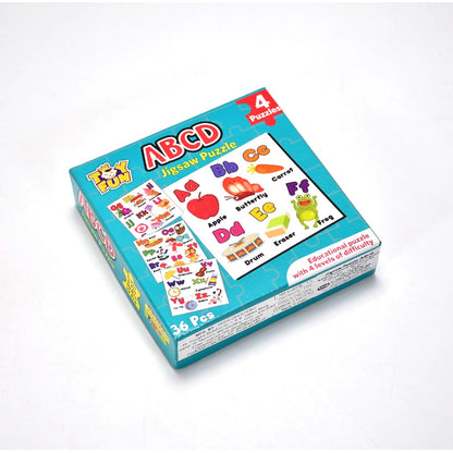 4052 Learning Abcd JigaSaw Toy Puzzle For Children (4 Puzzles Pack) 