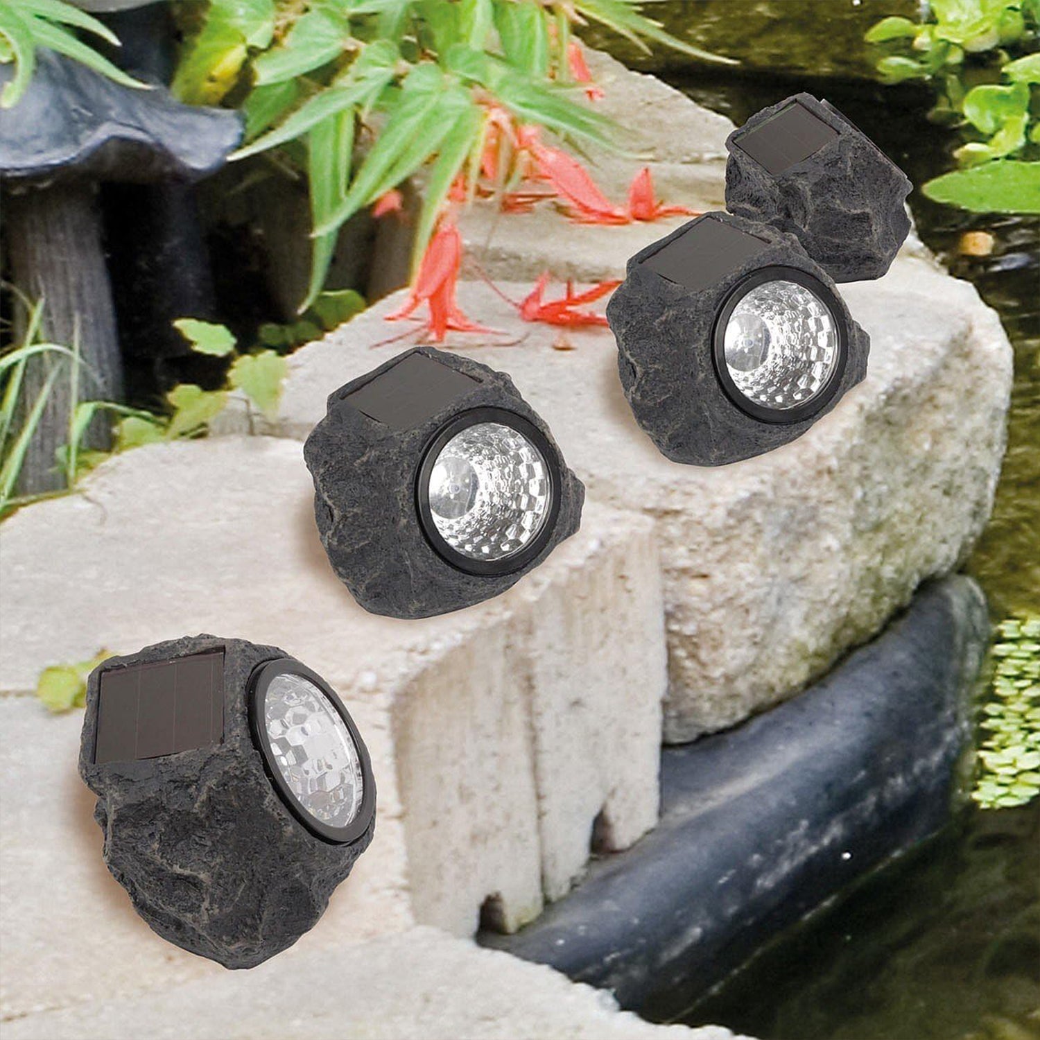 Solar Powered LED Rock Light Solar Powered LED Spotlight Faux Stone for Pathway Landscape Garden Outdoor Patio Yard (1 Pc) - Discount Karo