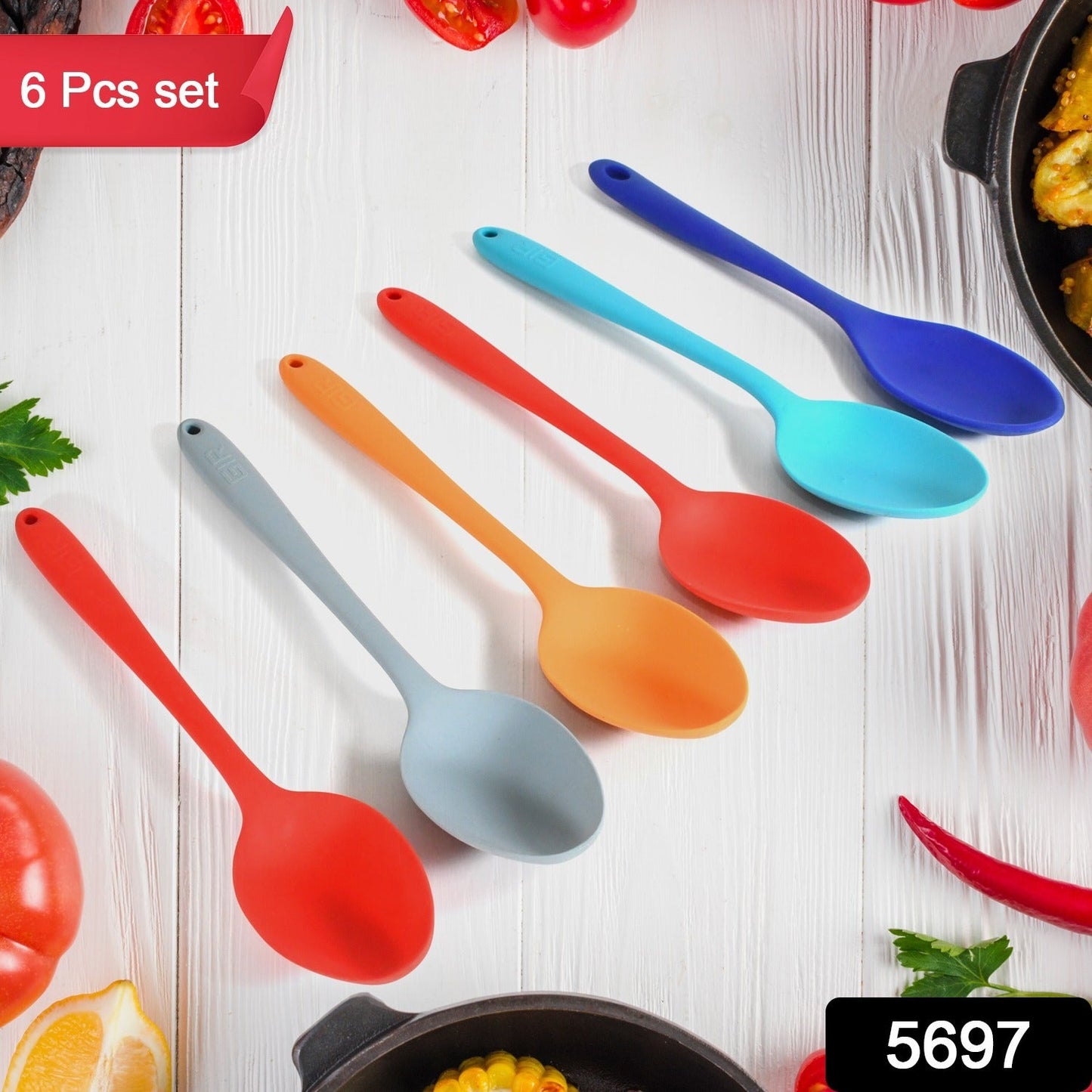 MULTIPURPOSE SILICONE SPOON, SILICONE BASTING SPOON NON-STICK KITCHEN UTENSILS HOUSEHOLD GADGETS HEAT-RESISTANT NON STICK SPOONS KITCHEN COOKWARE ITEMS FOR COOKING AND BAKING (6 Pc Set) - Discount Karo