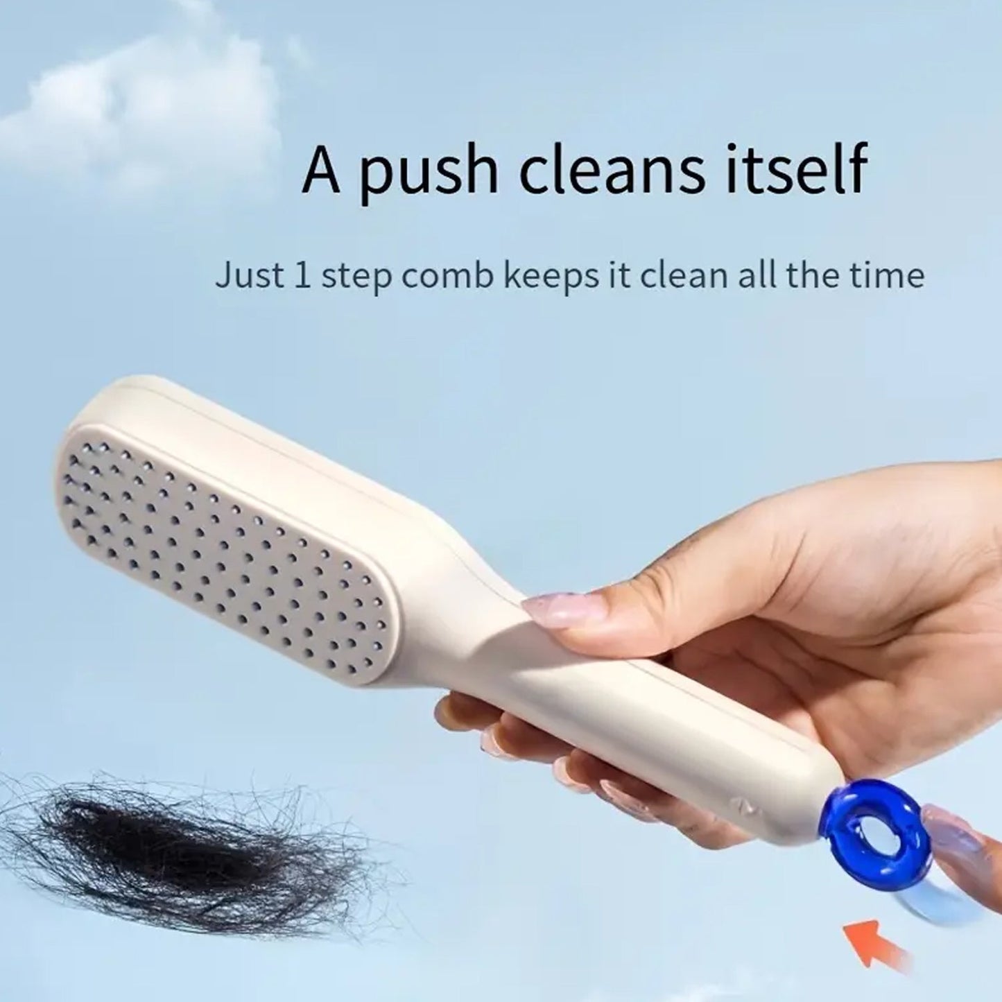 Self-Cleaning Hairbrush, Self-Cleaning Anti-Static Detangling Massage Comb, One-pull Clean Scalable Rotate Lifting Self Cleaning Hairbrush Hair Styling Tools - Discount Karo