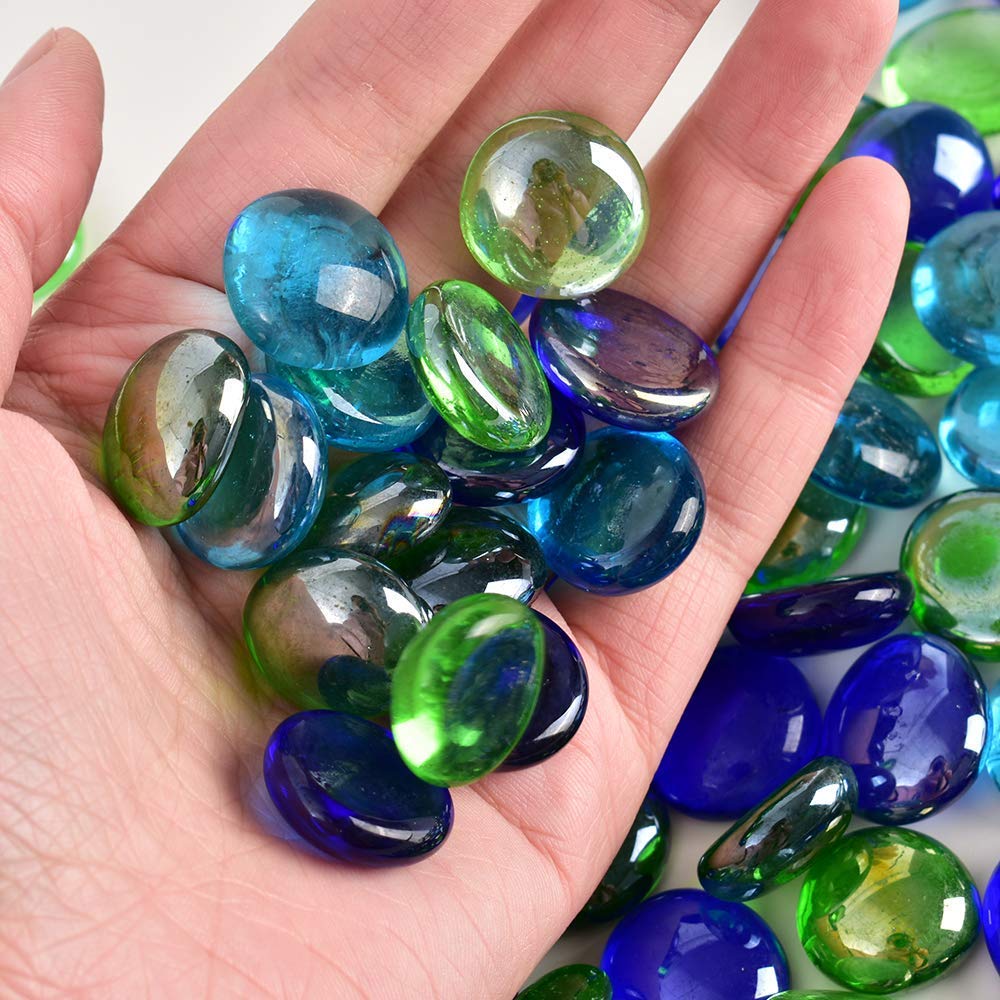 4980 Glass Gem Stone, Flat Round Marbles Pebbles for Vase Fillers, AttrDraft pebbles for Aquarium Fish Tank. 