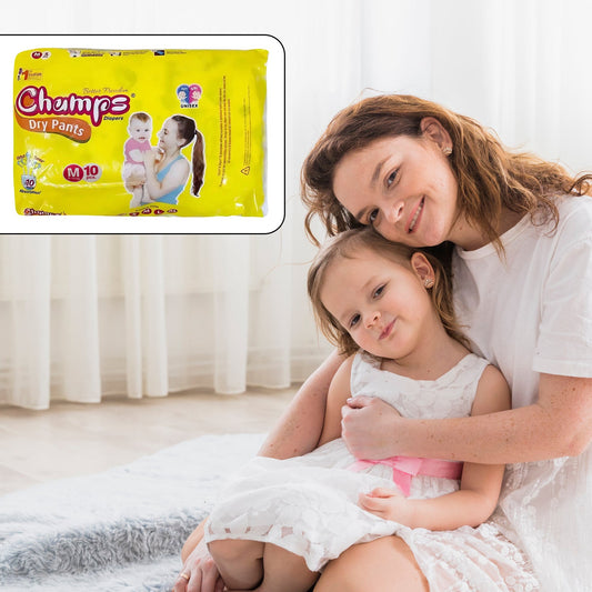 Travel Must-Have: Champs Medium Diaper Pants (10 Pcs) - Leakproof - Discount Karo