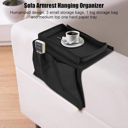 Sofa Arm Rest Hanging Storage Bag, Storage Bag for Sofa Ideal for Sorting Magazines iPad Books (Black)