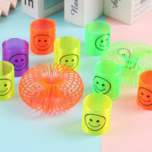 Multicolor Magic Smiley Spring, Spring Toys, Slinky, Slinky Spring Toy, Toy for Kids for Birthdays, Compact and Portable Easy to Carry (12 Pcs Set) - Discount Karo