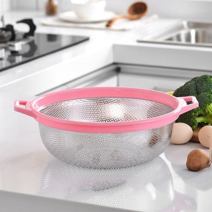 Stainless Steel Colander with Handle - Large Metal Mesh Basket Strainer (1 pc) - Discount Karo