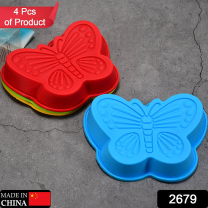 Butterfly Shape Cake Cup Liners I Silicone Baking Cups I Muffin Cupcake Cases I Microwave or Oven Tray Safe I Molds for Handmade Soap, Biscuit, Chocolate, Muffins, Jelly – Pack of 4 - Discount Karo