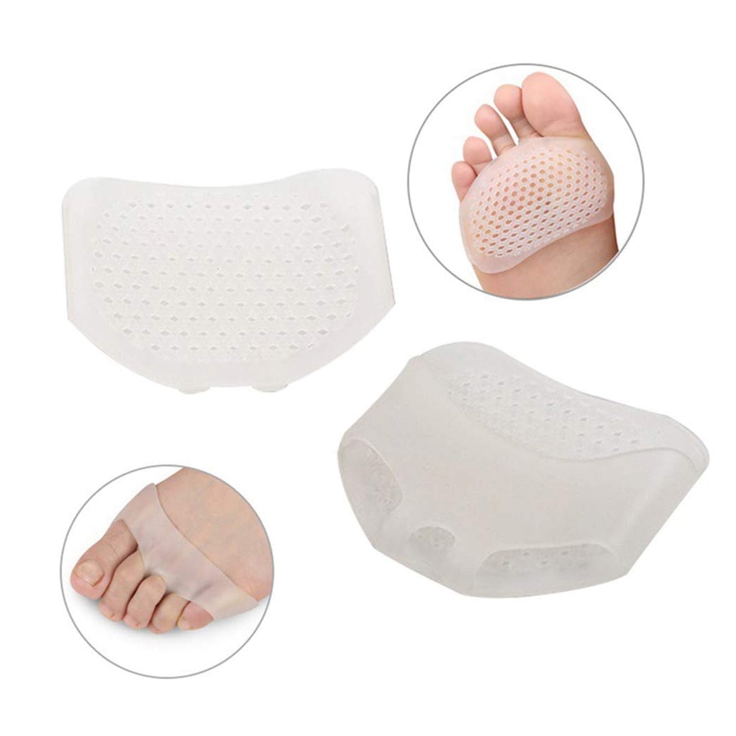 Silicone Front Foot Pad Anti-Slip Insole for Pain Relief, for Forefoot Pain, Calluses, Blisters, Forefoot Cushioning Relief- Men Women (1 Pair)