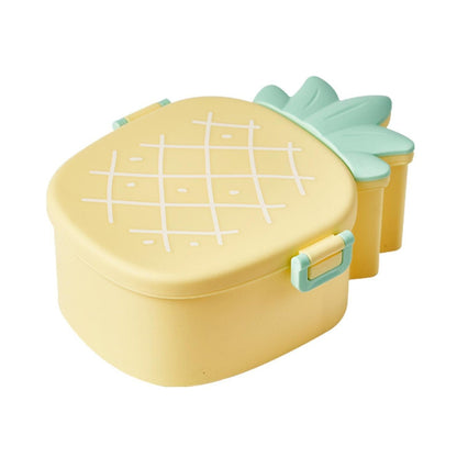 Kids Lunch Box Cute Pineapple Shaped Bento Box with Fork Spoon Snack Candy Container Microwave Portable Office Lunch Box (1 Pc / With Spoon, Fork & Color Box) - Discount Karo