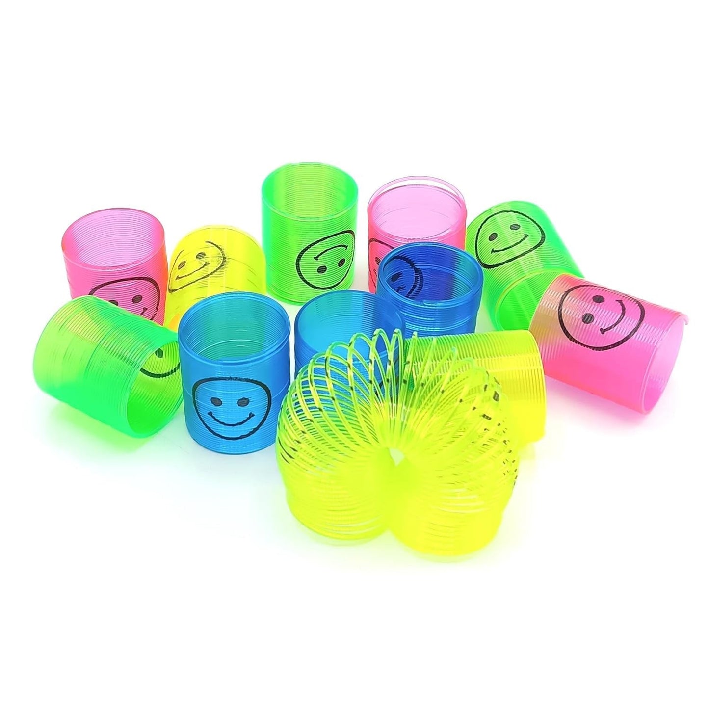 Multicolor Magic Smiley Spring, Spring Toys, Slinky, Slinky Spring Toy, Toy for Kids for Birthdays, Compact and Portable Easy to Carry (12 Pcs Set) - Discount Karo