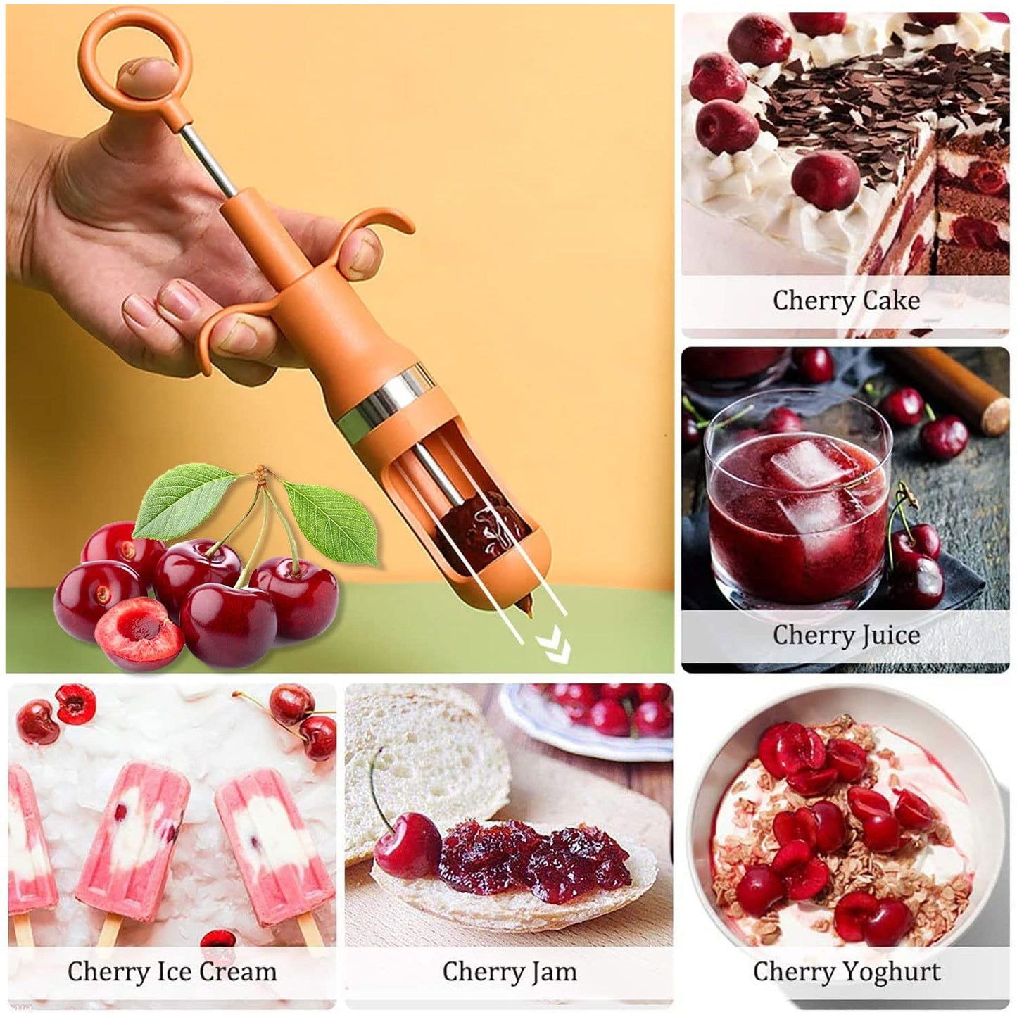 Cherry Pitter Tool, One Hand Operation Cherry Corer Pitter Remover Tool Best, Cherry Pit Kitchen Tools for Cherries Jam Quick Removal Fruit Stones (1pc). - Discount Karo