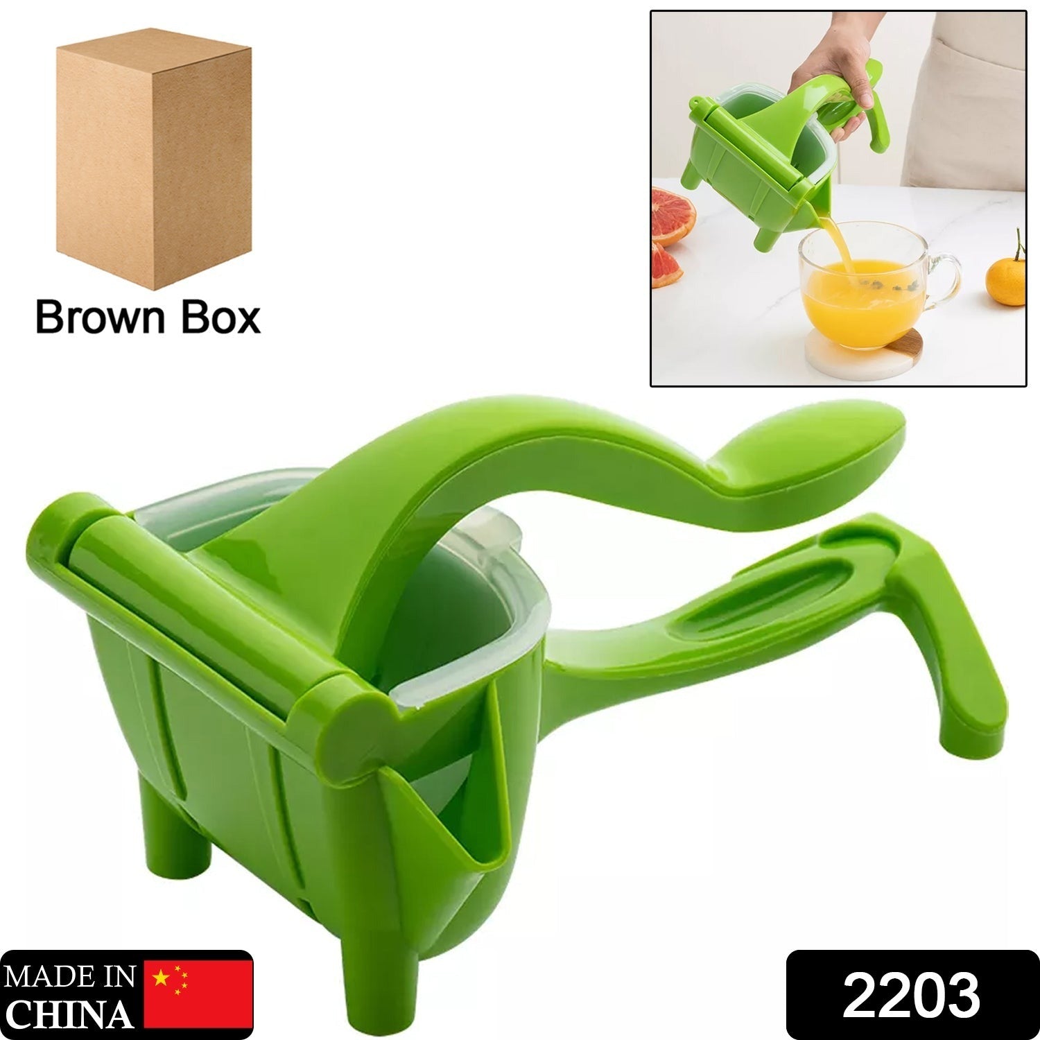 Manual Plastic Fruit Juicer, Hand Press Lemon Squeezer Hand Juicer Citrus Press Juicer Fruit Extractor Tool for Orange, Limes, Lemon ( Brown Box ) - Discount Karo