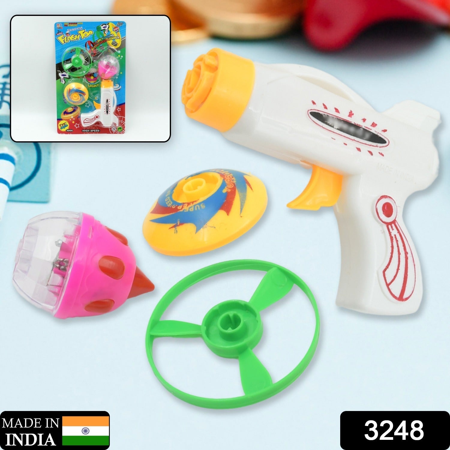 Flash & Sound Super Speed Spinner Gun Set for Kids (Battery Not Included / 1 Pc ) - Discount Karo