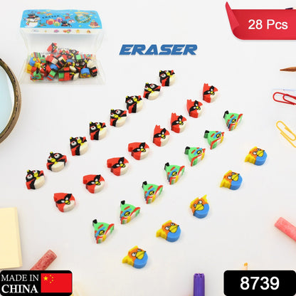 Fancy & Stylish Colorful Erasers, Mini Eraser Creative Cute Novelty Eraser for Children Different Designs Eraser Set for Return Gift, Birthday Party, School Prize (28 Pcs In 1 Packet) - Discount Karo