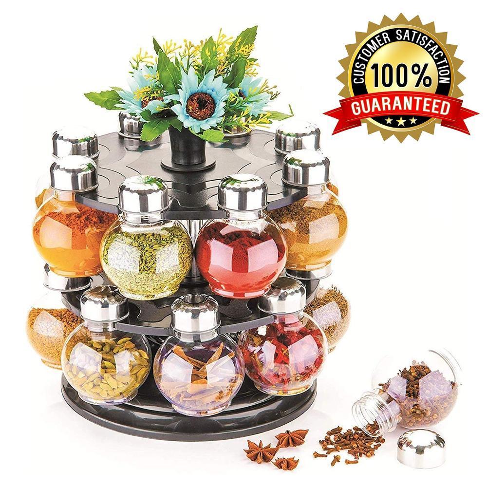 069 Multipurpose Revolving Plastic Spice Rack Set (16pcs) 