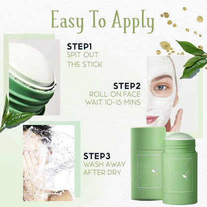 Green Tea Purifying Clay Stick Mask Oil Control Anti-Acne Eggplant Solid Fine, Portable Cleansing Mask Mud Apply Mask, Green Facial Detox Mud Mask - Discount Karo