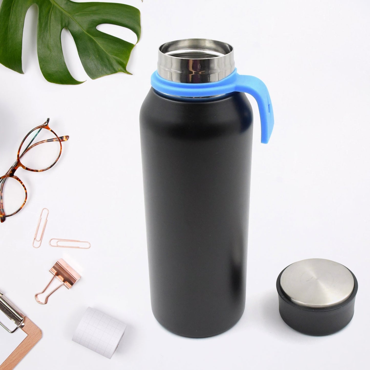 Vacuum Stainless Steel Water Bottle With Carry Handle, Fridge Water Bottle, Leak Proof, Rust Proof, Cold & Hot | Leak Proof | Office Bottle | Gym | Home | Kitchen | Hiking | Trekking | Travel Bottle (500 ML) - Discount Karo