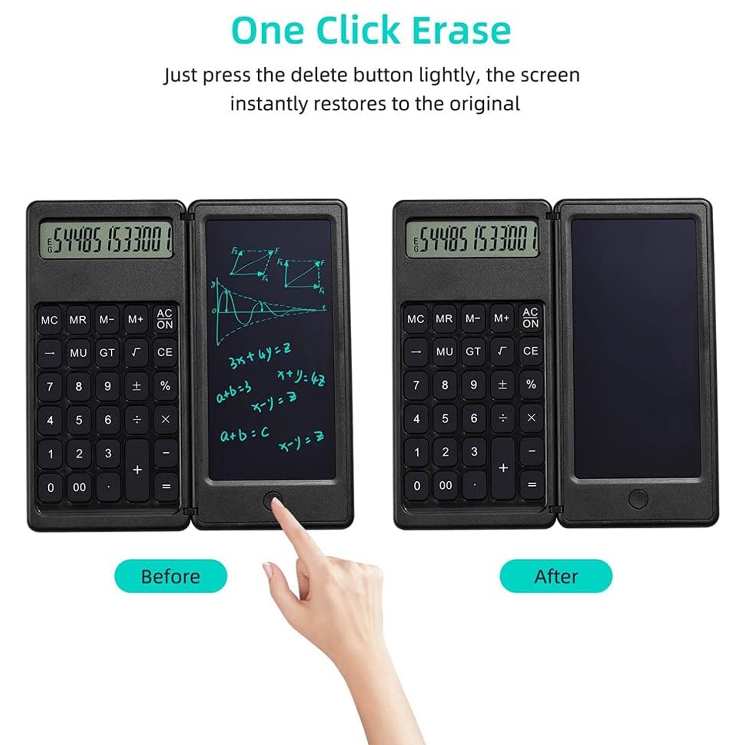 Foldable Calculator With 6 Inch LCD Tablet Digital Drawing Pad Stylus Pen Erase Button Lock Function Smart Calculator   -01 - Discount Karo