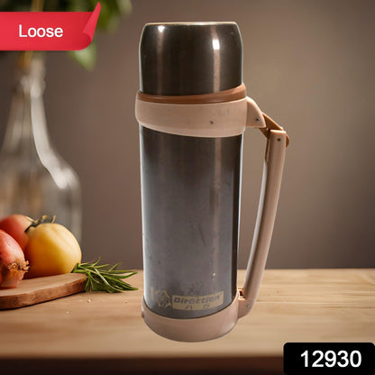 Stainless Steel Insulation Thermos, Double-Wall Vacuum Insulated Water Bottle For Travel, Outdoor Fitness Portable Travel Pot, Camping Coffee, Portable Car, Travel Keep Hot & Cold Large Capacity (1200 ML) - Discount Karo