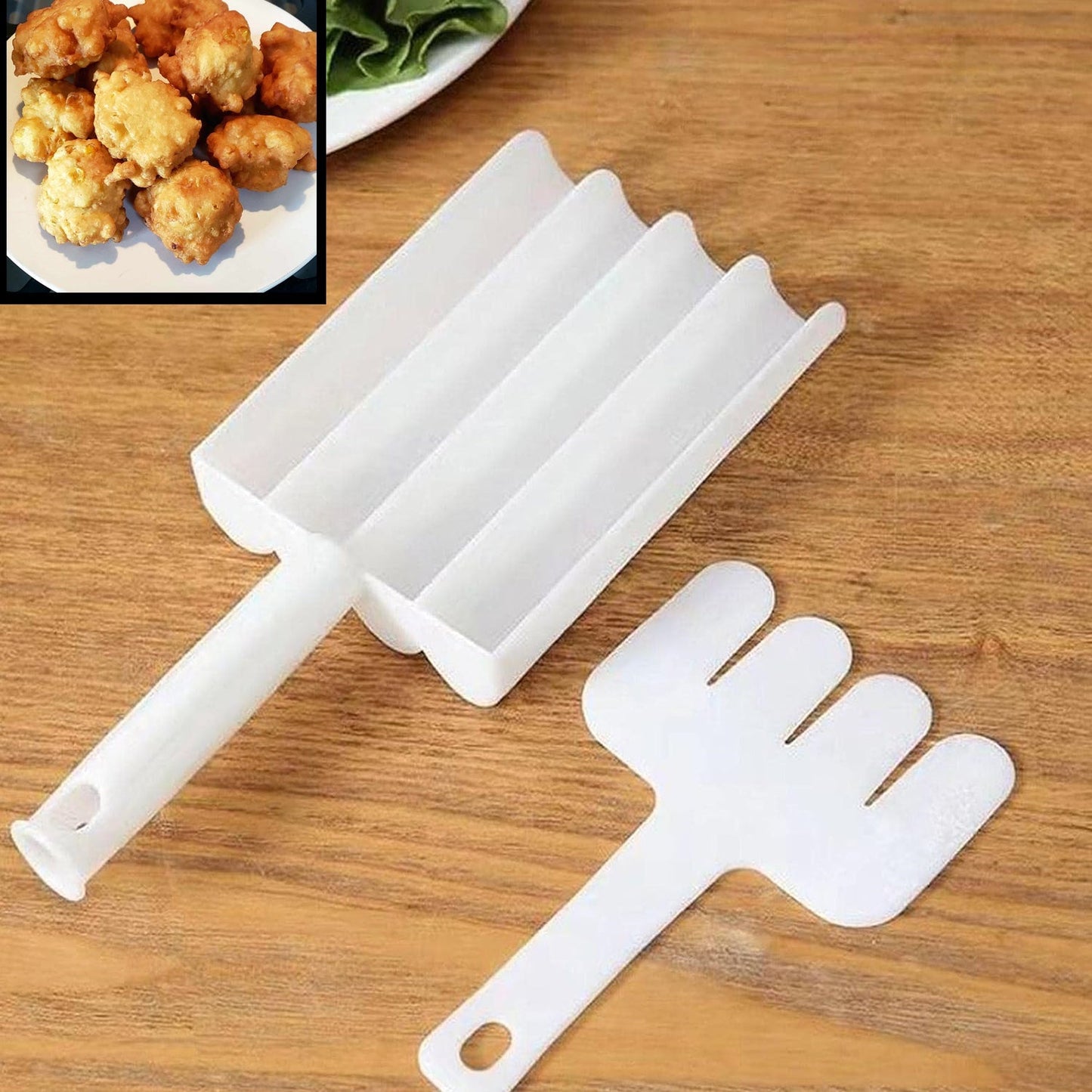 Small Multifunction Fritters Maker - Creative Fritters Scoop Multi-Function Ball Maker | Portable Maker for Making Cake Balls, Ice Cream Spoon, Doughnut, Hand Cutting Scoop(2pc Set) - Discount Karo