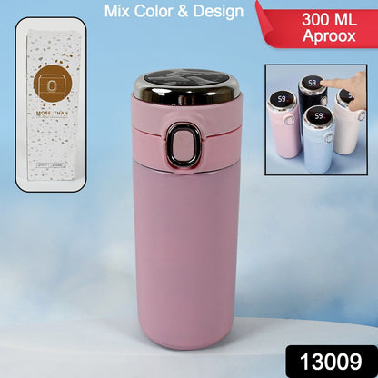 Smart Vacuum Insulated Water Bottle with LED Temperature Display, Cold & Hot | Leak Proof | Office Bottle | Gym | Home | Kitchen | Hiking | Trekking | Travel Bottle  (Mix Color & Design / 300 ML Approx) - Discount Karo