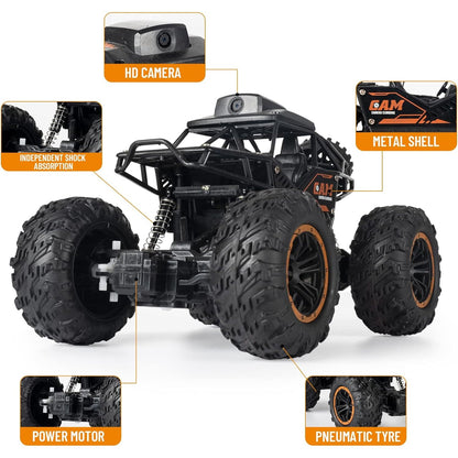 Remote Control Car with Camera Off-Road Remote Control Truck Monster Trucks for Boys 8-12 Birthday Gift For Kids Adults Gift For Boys And Girls HD Camera Rock Crawler Monster Truck Toy - Discount Karo