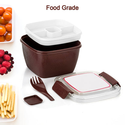 Unique Lunch Box Reusable Freezer Safe Food Containers with Spoon for Adults and Kids, BPA free Plastic Material - Discount Karo