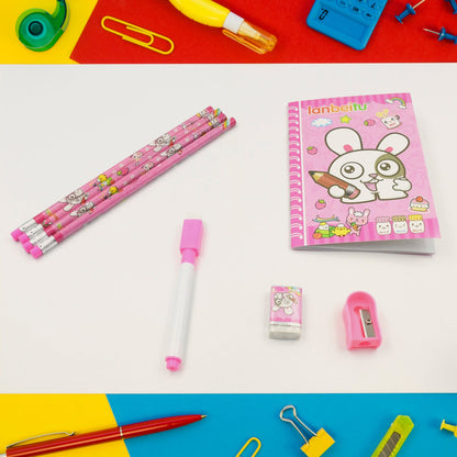 Kids' Stationery Kit: Wooden Pencils, Sharpener, Eraser, Diary (8 Pc Set) - Discount Karo